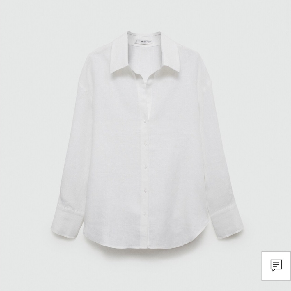 MANGO 100% linen long-sleeved shirt